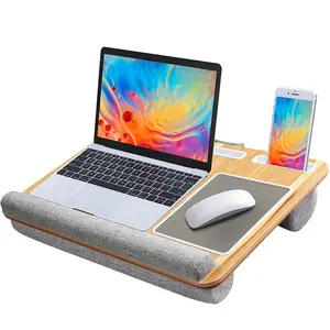 HOSTK Customizable 휴대용 현대 손잡이 본사를 위한 베개 방석을 가진 자연적인 대나무 랩 컴퓨터 책상