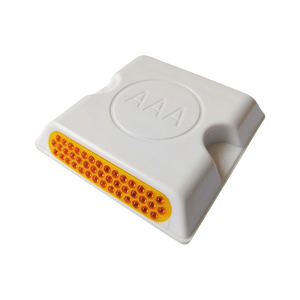 Vente en gros usine : Nouveaux clous <span class=keywords><strong>de</strong></span> signalisation routière réfléchissants en plastique jaune et blanc pour autoroute, 100*100*20mm - Product Image 4