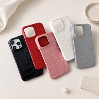 Funda de Teléfono de Cuero Croc de Color Sólido Resistente a Golpes para iPhone