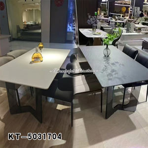 โต๊ะรับประทานอาหารทรงสี่เหลี่ยมที่ทันสมัยระดับไฮเอนด์สำหรับห้องนั่งเล่นที่บ้าน<span class=keywords><strong>พื้น</strong></span>ผิวแบบร็อคบอร์ดเหมาะสำหรับเป็นโต๊ะรับประทานอาหารและโต๊ะทำงาน - Product Image 3