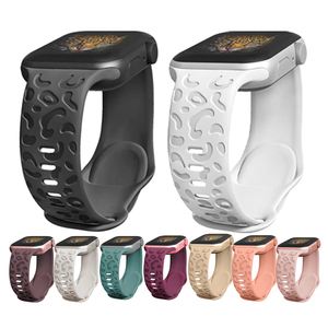 Correa de reloj, pulseras, correa de repuesto, correa de reloj de silicona grabada con láser Floral para <span class=keywords><strong>Apple</strong></span> <span class=keywords><strong>IWatch</strong></span> Series 8 7 - Product Image 1