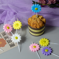 Bougie d'anniversaire colorée en forme de marguerite souriante, bougie de gâteau mignonne en forme de tournesol pour fête de naissance