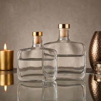 Bouteille diffuseur à roseaux en verre carrée plate vide de 100 ml, 200 ml, 500 ml pour huile parfumée, parfum, huile d'aromathérapie
