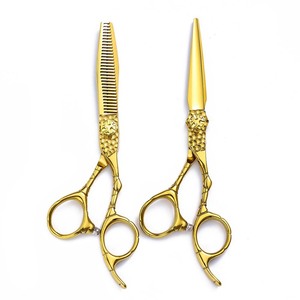 Hairdressing Scissors Set 6 Inch Gold Flat Shears Thinning Shears Salon Grade Hair Styling Tools - Product Image 1