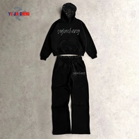 Ensemble de survêtements épais Y2K Streetwear en molleton de haute qualité avec pantalon de jogging à double taille et sweat à capuche imprimé léopard pour hommes