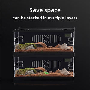 Relaxlines Escalade <span class=keywords><strong>Pet</strong></span> Boîte D'alimentation Acrylique Terrarium pour Reptile Quadrate <span class=keywords><strong>Pet</strong></span> <span class=keywords><strong>Cage</strong></span> avec Lumière - Product Image 4