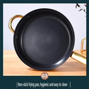 Wholesale Custom Color Stainless Steel Non-Stick Pan <b>Set</b> Gold Handle Dishwasher Oven Safe Eco-Friendly <b>Cookware</b> <b>Set</b> - Product Image 5