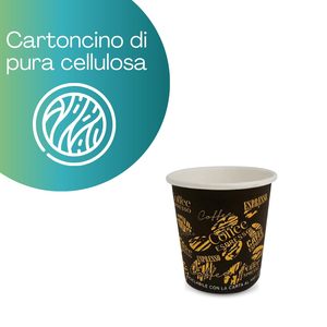 Gobelets à café en papier noir 90 ml, gobelets à expresso biodégradables avec graphismes Chicco Caff - Product Image 5