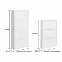 ASSOC Meuble à chaussures ultra-plat en acier de 155 mm de profondeur, avec 3/4 tiroirs basculants ventilés, organisateur de couloir, taille personnalisable disponible pour appartement