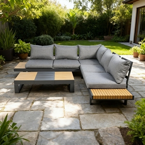 Mô-đun góc sofa đặt hiện đại ngoài trời nhôm 4 mảnh không thấm nước KHÁCH SẠN sử dụng vườn Patio cuộc trò chuyện sofa cắt - Product Image 3