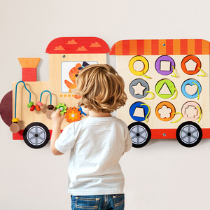 Gioco da parete intelligente cinque in uno per bambini educazione precoce <span class=keywords><strong>Montessori</strong></span> giocattolo in legno 2 anni + età divertente abbinamento caratteristiche della scheda di apprendimento - Product Image 4