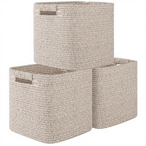 11-Inch Modern Collapsible Cotton Rope <b>Storage</b> Cubes <b>3</b>-Pack Square with Handle for Classroom Kids Toy <b>Bins</b> Closet Baby - Product Image 2