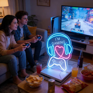 Lumière d'ambiance à thème e-sport, néon RVB en forme de cœur, pour casque et manette de jeu, décoration de bureau pour salle de gaming et streaming en direct - Product Image 4