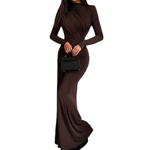 long plain evening dresses Simple Pure Color A-line Long Sleeves Evening Dress Y5809 – Simplepromdress