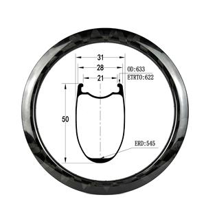 Jeu de roues de vélo de course sur route 700C en fibre de <span class=keywords><strong>carbone</strong></span> avec frein à disque, <span class=keywords><strong>jante</strong></span> tubeless pour <span class=keywords><strong>BMX</strong></span> et cruisers - Product Image 3