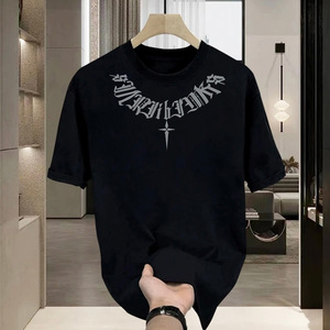 T-shirt da <span class=keywords><strong>uomo</strong></span> in puro cotone GG e LL VV, a maniche corte, stile vintage, con motivo geometrico, traspirante, vestibilità ampia, alta qualità, per l'estate. - Product Image 2