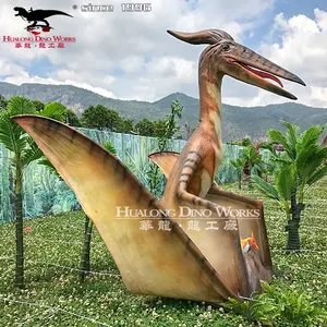侏罗纪恐龙公园中的3d逼真的时尚活恐龙模型，如恐龙翼龙