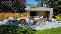 Maison conteneur ronde de style européen Villa ou appartement vert d'inspiration japonaise avec cadre en acier et matériau conteneur