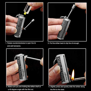 Allume-feu de survie réutilisable en métal Kongbo, allumette permanente, étanche, porte-clés, bâtonnet d'allumage d'urgence - Product Image 2