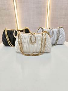 Bolso de Noche para Mujer, Elegante y Moderno, con Forro de Seda, de Poliéster, Color Sólido, Plisado, con Cierre de Seguridad, Ideal para Bodas y Banquetes - Product Image 2