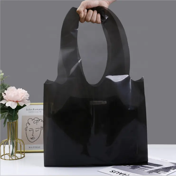 Sacs d'emballage en plastique pour vêtements femmes, sacs à main de shopping transparents, sacs pour t-shirt personnalisés, bon marché, collection