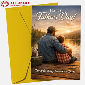 Cartes personnalisées pour la fête des pères 5x7 pouces Je t'aime Papa Carte imprimée numériquement Faible MOQ avec enveloppe et autocollant - Product Image 1