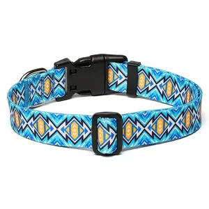 Wholesale Custom Print Pet Collar Sublimation Personalized Adjustable Soft Dog Collars With Label