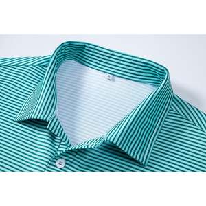 Striped Knitted <b>Men's</b> <b>Polo</b> <b>Shirt</b> Short Sleeve Button Down Teal <b>Green</b> - Product Image 4