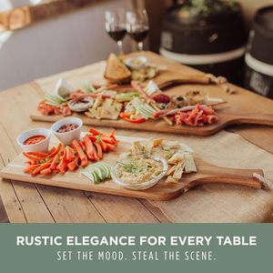 Tagliere in <span class=keywords><strong>Legno</strong></span> <span class=keywords><strong>di</strong></span> Acacia con Bordo Naturale, Tagliere in <span class=keywords><strong>Legno</strong></span> con Manico, Vassoio Multiuso per Servire - Product Image 6