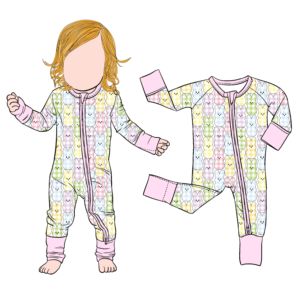 Qingli OEM Thuế quan miễn phí tùy chỉnh thiết kế phục sinh Zippy sleepsuits dài tay áo trẻ em Romper mềm tre vải - Product Image 2