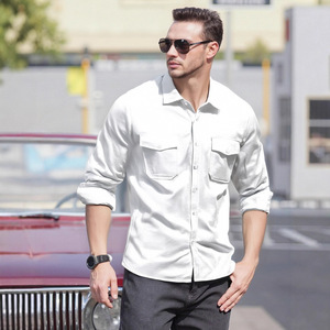 Camicie casual da <span class=keywords><strong>uomo</strong></span> ODM personalizzate, tinta unita, in lino, con tasca grande, stile europeo e americano, <span class=keywords><strong>taglie</strong></span> forti, <span class=keywords><strong>abbigliamento</strong></span> maschile. - Product Image 1