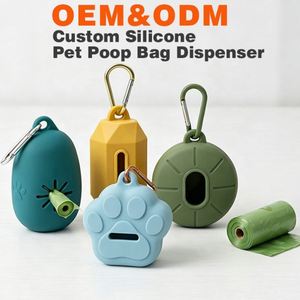 Distributeur de sacs à déjections pour animaux de compagnie en silicone, portable, pour l'extérieur, étui de rangement pour la promenade des chiens - Product Image 1