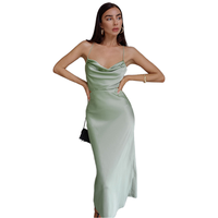 Robes de soirée et de nuit de luxe pour femmes, en satin de polyester, personnalisées avec logo OEM, sexy et dos nu