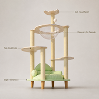 Grand arbre à chat respirant et résistant à l'humidité avec capsule spatiale transparente, lit-canapé pour animaux de compagnie, tour pour chat robuste et durable pour plusieurs chats