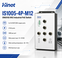 Switch de Red Industrial PoE de 5 Puertos y 100 Mbps M12, Switch Ethernet para Ferrocarriles EN50155 con 4 Puertos PoE+, 44-57 VCC para CCTV, Minería y Vehículos