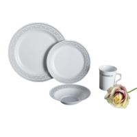 Vaisselle ronde moderne élégante de timbre chaud jetable résistant ensemble d'assiettes en plastique pour la partie