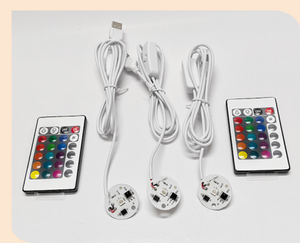 Source lumineuse LED avec base en bois, télécommande 24 touches, couleur RVB, diamètre 3,1 cm, câble USB inclus - Product Image 2