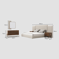 Ensemble de meubles de chambre d'hôtel en gros, lit luxueux king size de luxe à double tissu