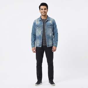 2026 <b>Men's</b> Best-Selling Slim Fit Jean <b>Jacket</b> High Street Style Casual <b>Long</b> Sleeve Hood High Fabric Quality <b>for</b> Spring - Product Image 1