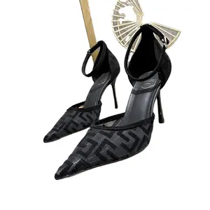 Sandalias de tacón con punta abierta para mujer, calzado de lujo, marca famosa, asequible