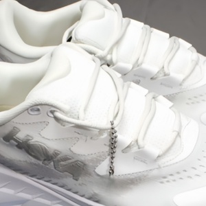 Zapatillas de Tenis Blancas con Cordones de Malla y Logotipo en Relieve, Punta Redonda, Suela de Goma Transpirable, para Todas las Temporadas, Uso Casual - Product Image 1