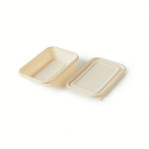 Boîte à lunch jetable biodégradable en amidon de maïs avec compartiments, blanche, 20,3x20,3cm - Vente chaude, prix d'usine - Product Image 2
