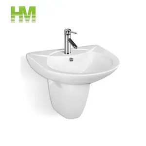 Bathroom Sanitary Ware Ceramic Wall Hung Half Pedestal Basin for Tanzania