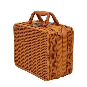 Woven <b>Storage</b> Plastic Rattan Organize Box Home Organization Bins With Lids Gift Boxes for Guests Picnic Basket <b>Suitcase</b> - Product Image 4