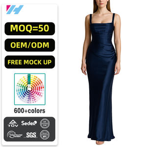 Vestido Maxi de Satén de Lujo para Mujer, Elegante, Sexy, con Volantes, para Fiesta, Venta al por Mayor Personalizada - Product Image 1