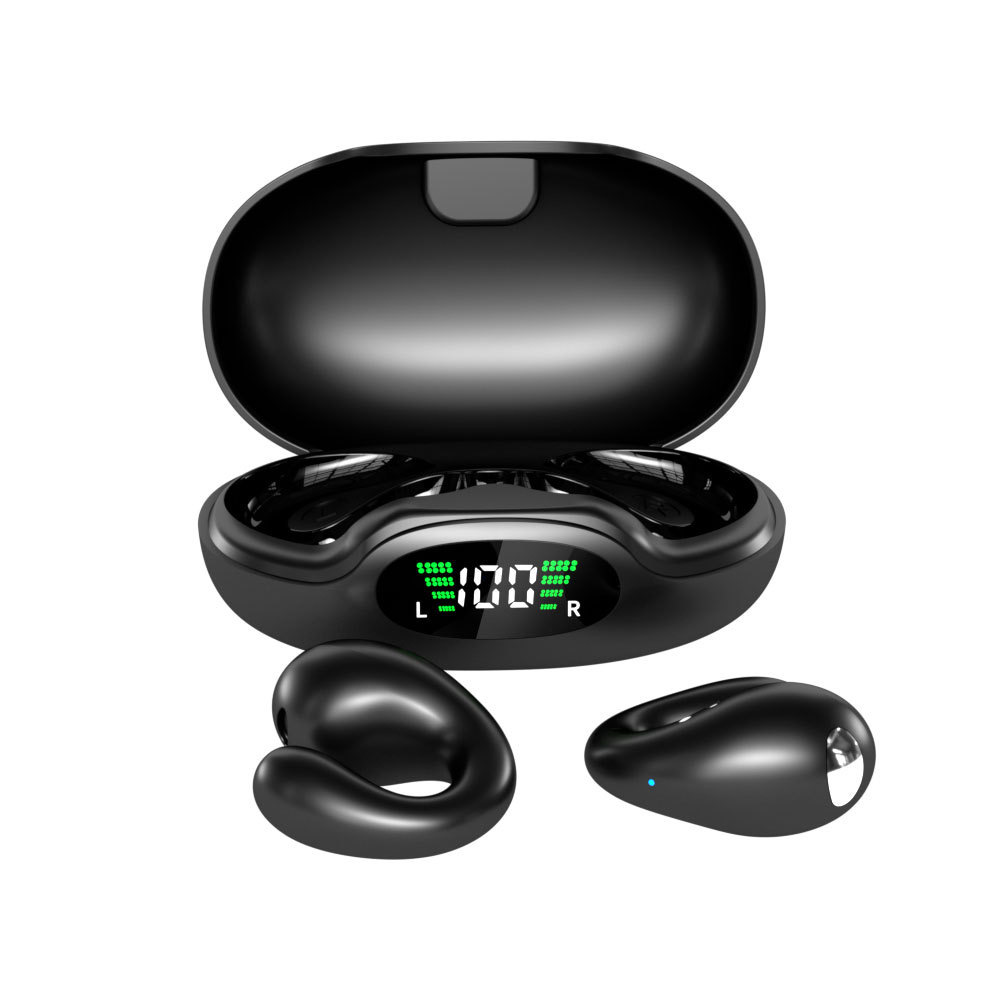 ワイヤレスイヤホン ヘッドホン ワイヤレス耳クリップ骨伝導ヘッドフォン オープン耳ヘッドフォン ワイヤレス Bluetoo Miduo-ZXY- ワイヤレスイヤホン 骨伝導イヤホン クリップ式 耳挟む 自動ペアリング