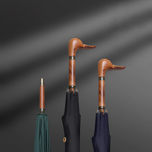 <span class=keywords><strong>Parapluie</strong></span> droit long coupe-vent DD3850 vintage avec poignée personnalisée tête de canard, couleur unie, accessoire de luxe - Product Image 1