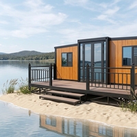 Maison conteneur modulaire en acier, pliable, à double aile, contemporaine, éco-responsable, pour l'extérieur, à haut rendement énergétique