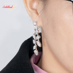 Boucles d'oreilles en diamant de laboratoire sur mesure Goldleaf, or massif 10K/14K/18K, bijoux en diamant de laboratoire taille poire et marquise VVS DEF - Product Image 1