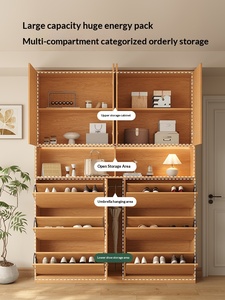 XHA Solid Wood Foldable Shoe Cabinet for Home Living Room Home Furniture Ultra-Thin Flip-Up Modern Design 6 Shelves - Product Image 3